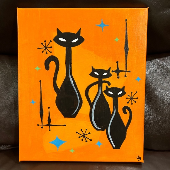 Black Cat Painting on Csnvas - Picture 1 of 1